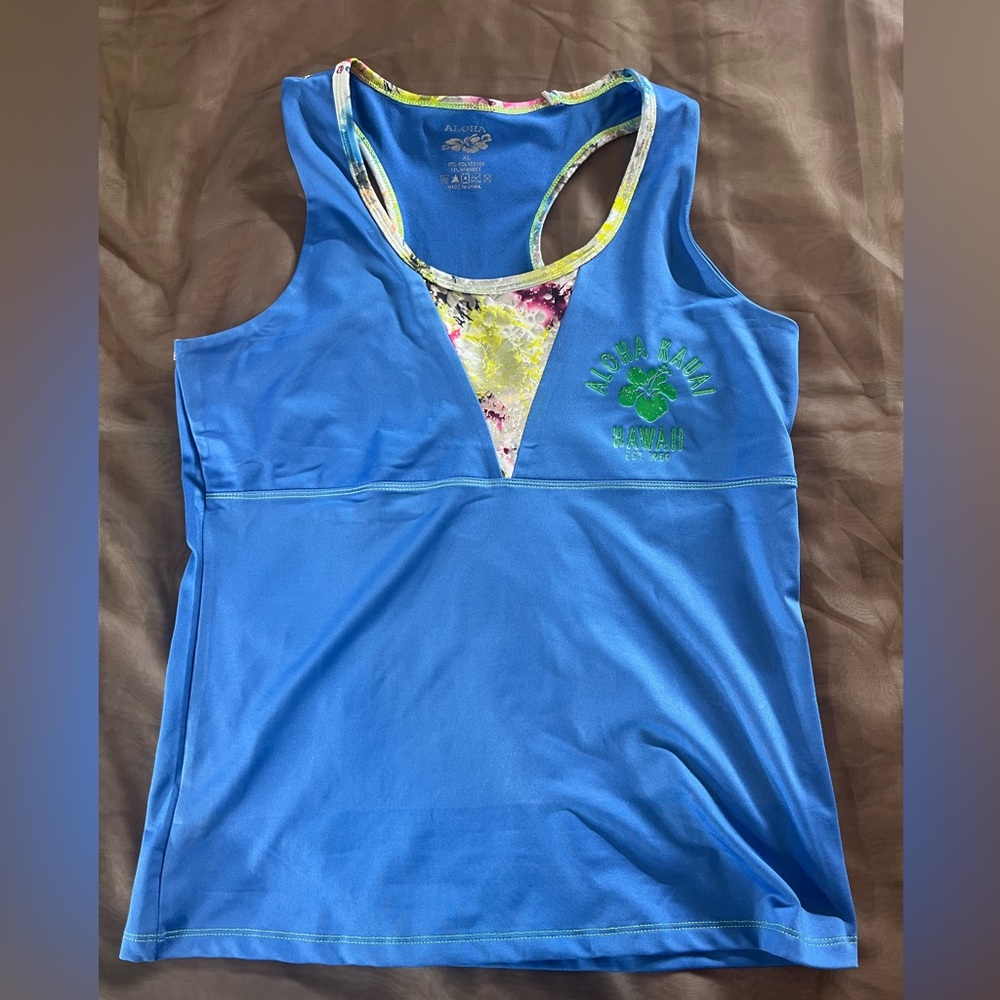 Blue Athletic Tank Top with Logo